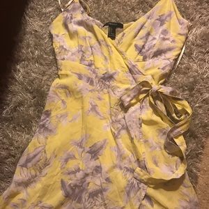 Floral spaghetti strap wrap dress